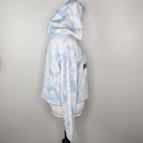 Mighty Fine Blue Cloud Authentic Cropped Fleece Hoodie Size Large - Picture 7 of 11